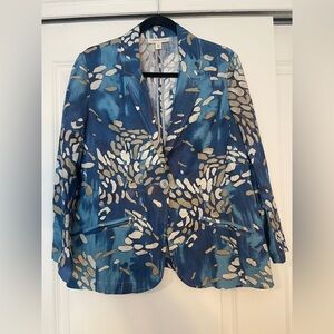 Coldwater Creek Blue and Gold Blazer with Organic Pattern